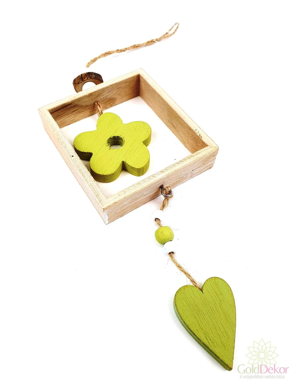 Akasztós fa keretben virág