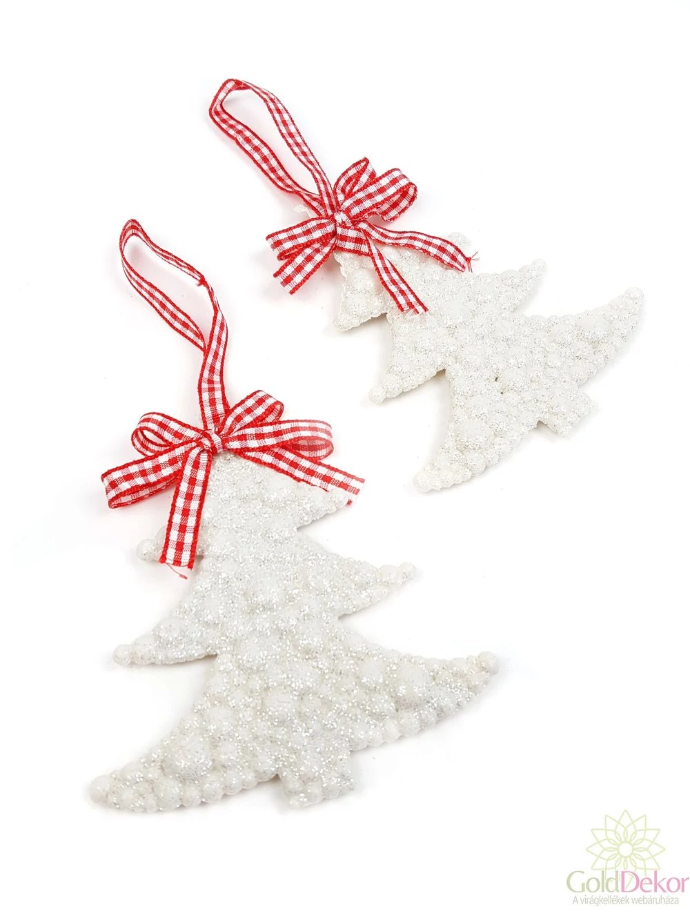 Akasztós kockás masnis fenyőfa pár