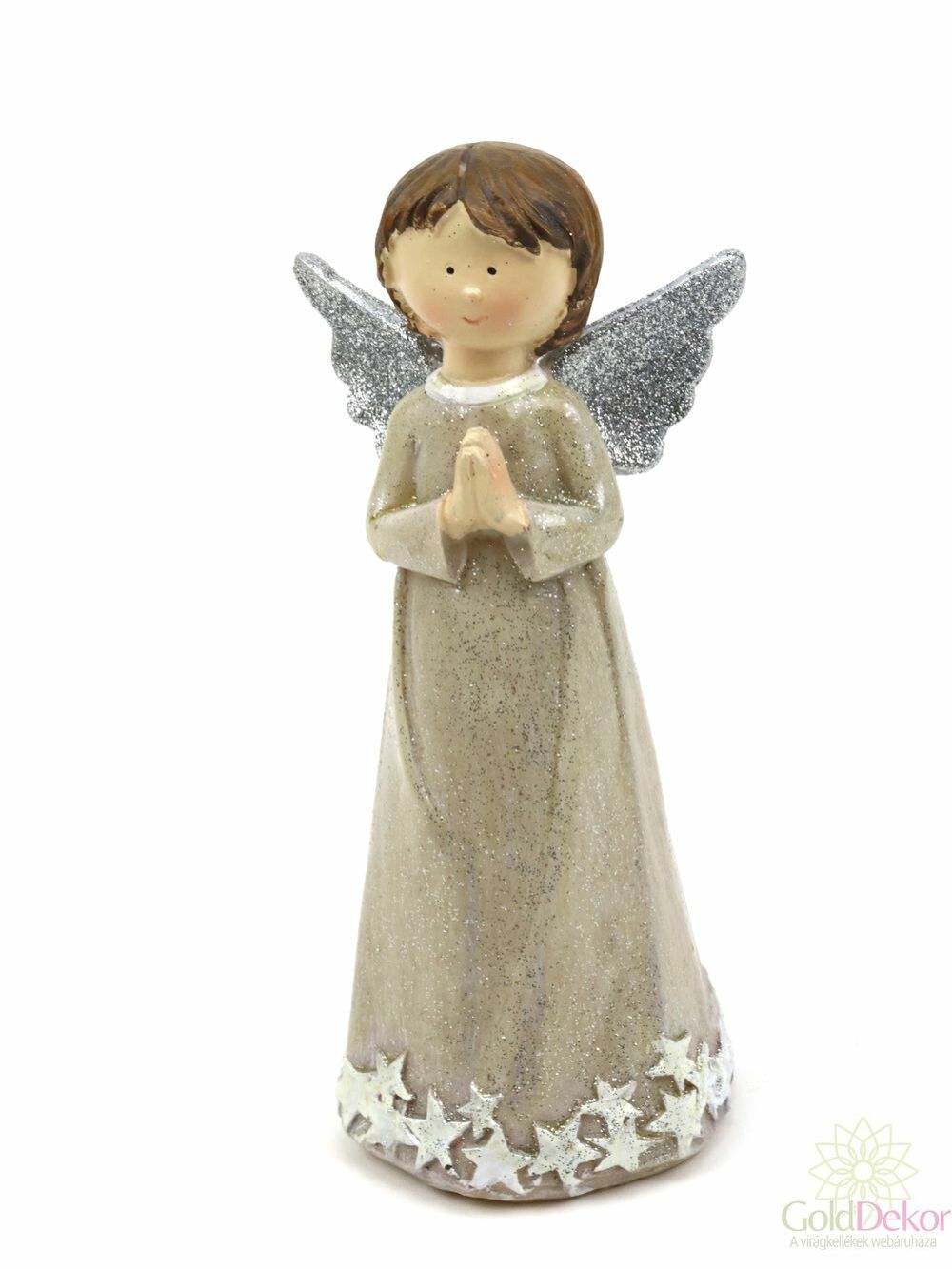 Glitteres szárnyú angyalka 17,5 cm