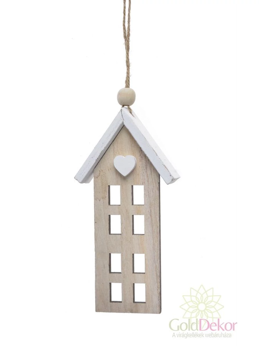 Fehér tetejű fa natúr házikó 16*8 cm