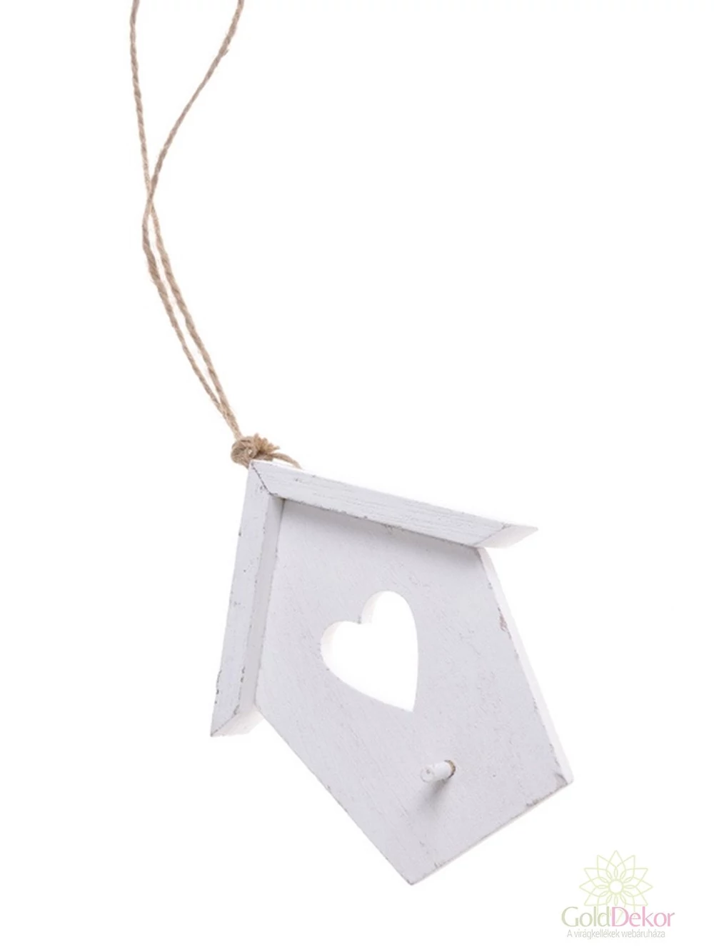 Fa madárházikó - Fehér szíves