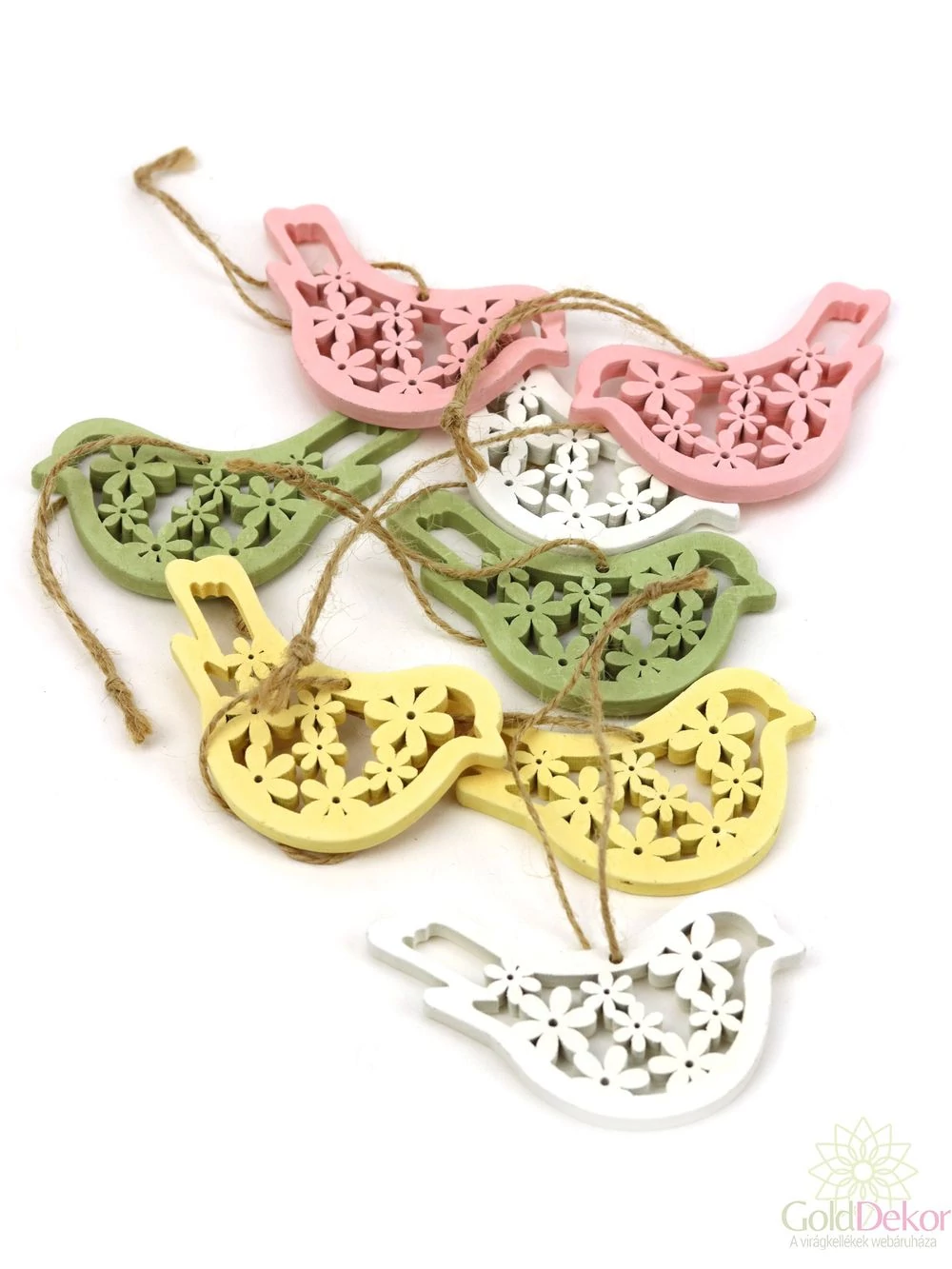 Virágos akasztós fa madár