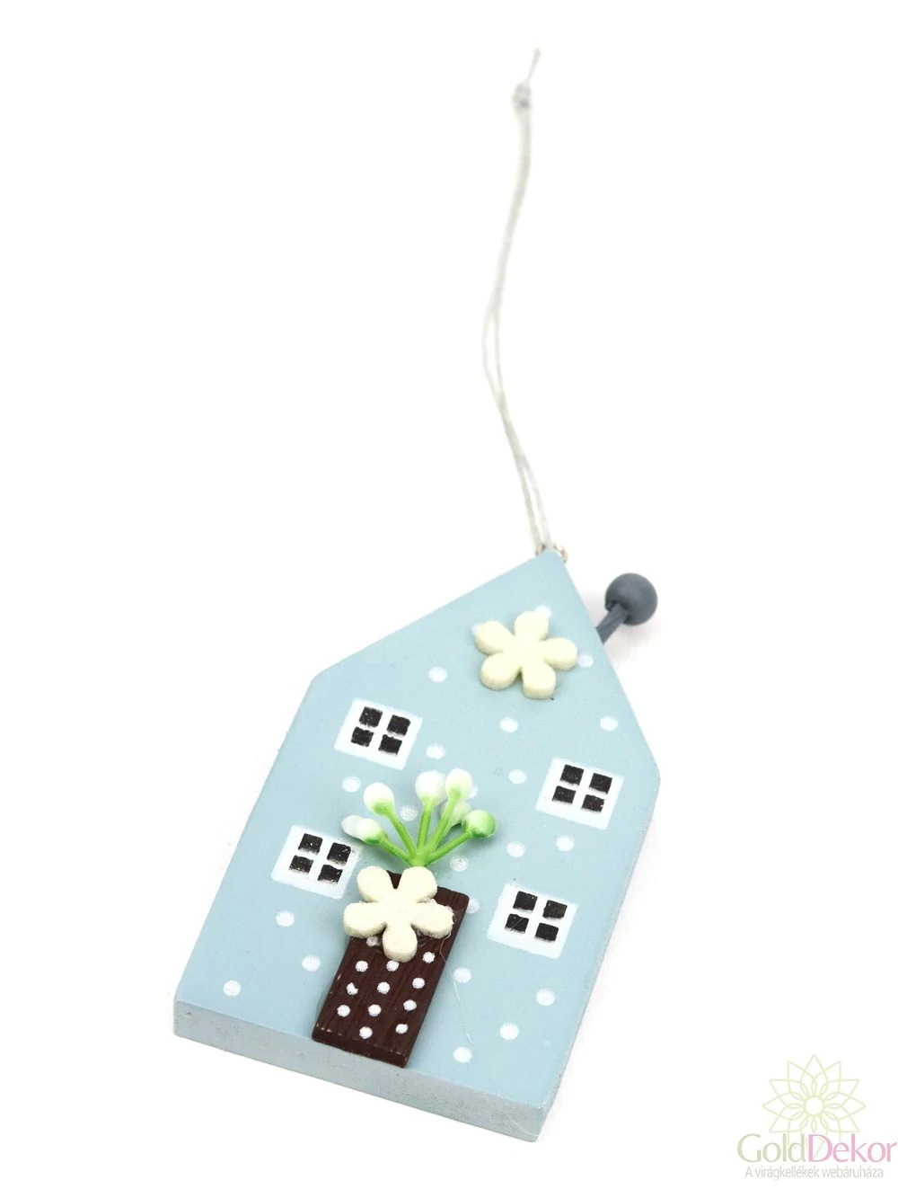 Akasztós virágos pöttyös házikó -Menta