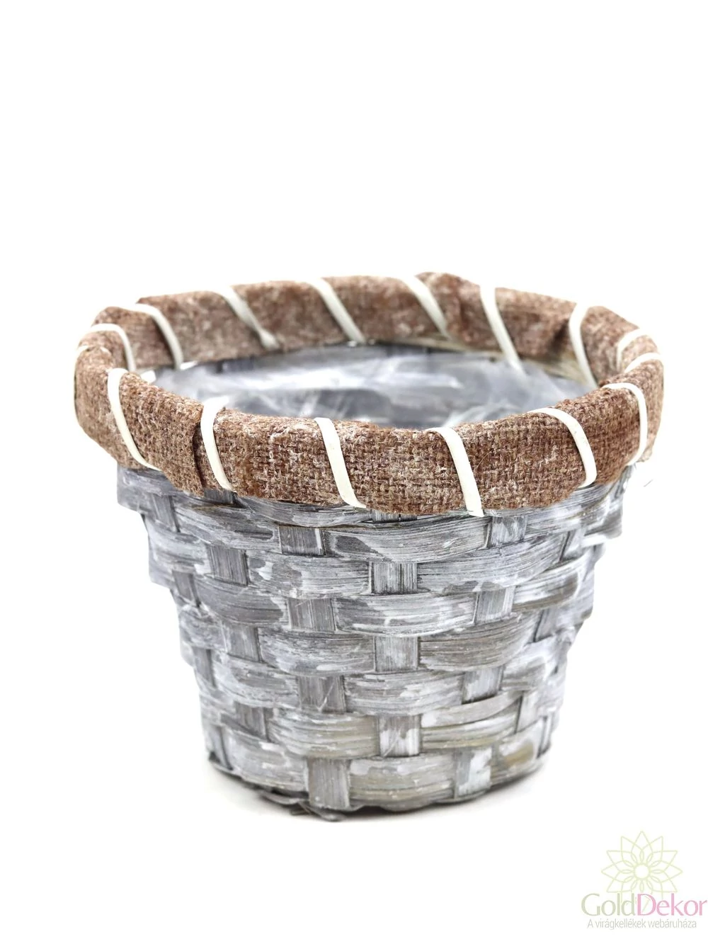 Juta peremes kosár kerek 12 cm -  Szürke