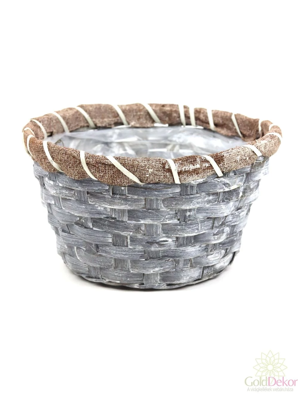 Juta peremes kosár kerek 17 cm - Szürke