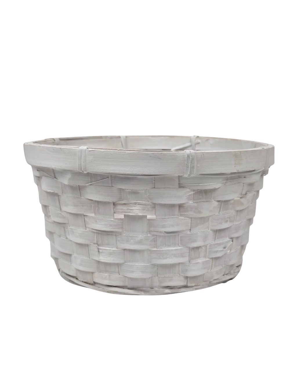 Színes kerek bambusz kosár 20cm  - Fehér