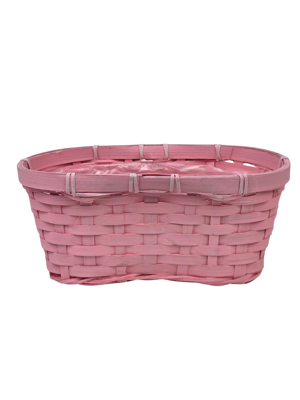 Színes ovál bambusz kosár 25 cm  - Rózsaszín