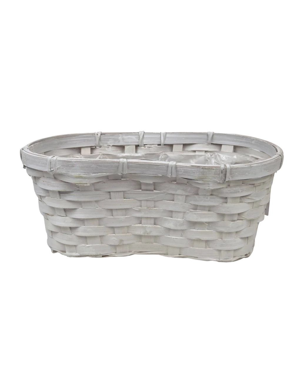 Színes ovál bambusz kosár 25 cm  - Fehér
