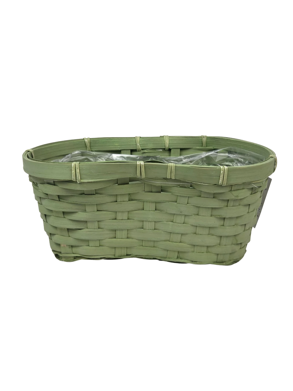 Színes ovál bambusz kosár 25 cm  - Olíva zöld