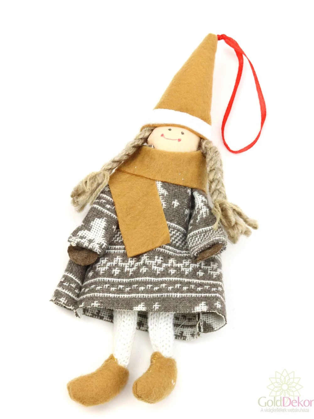 Sálas akasztós textil figura - Barna