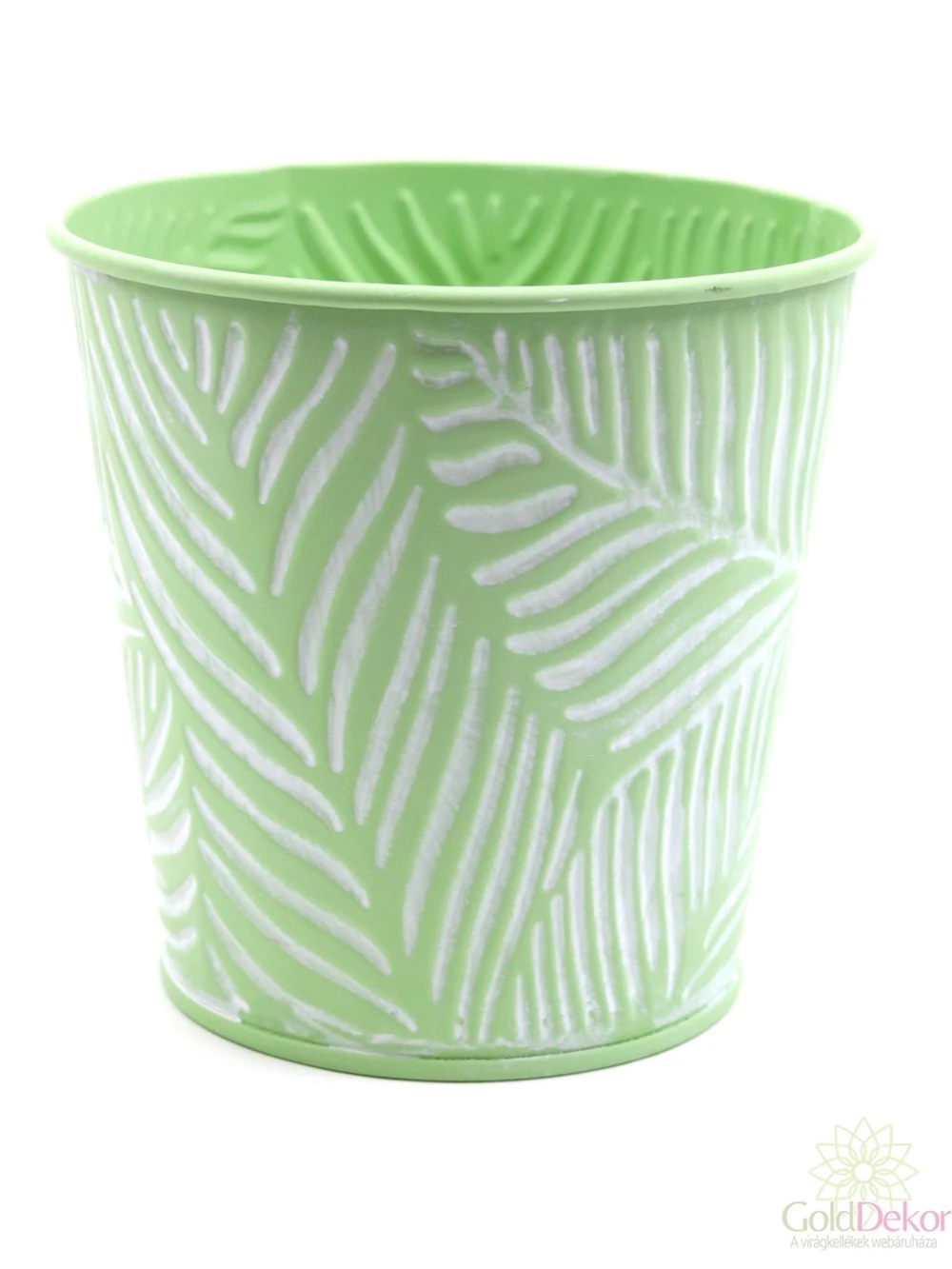 Nyomott mintás bádog kaspó C - Zöld