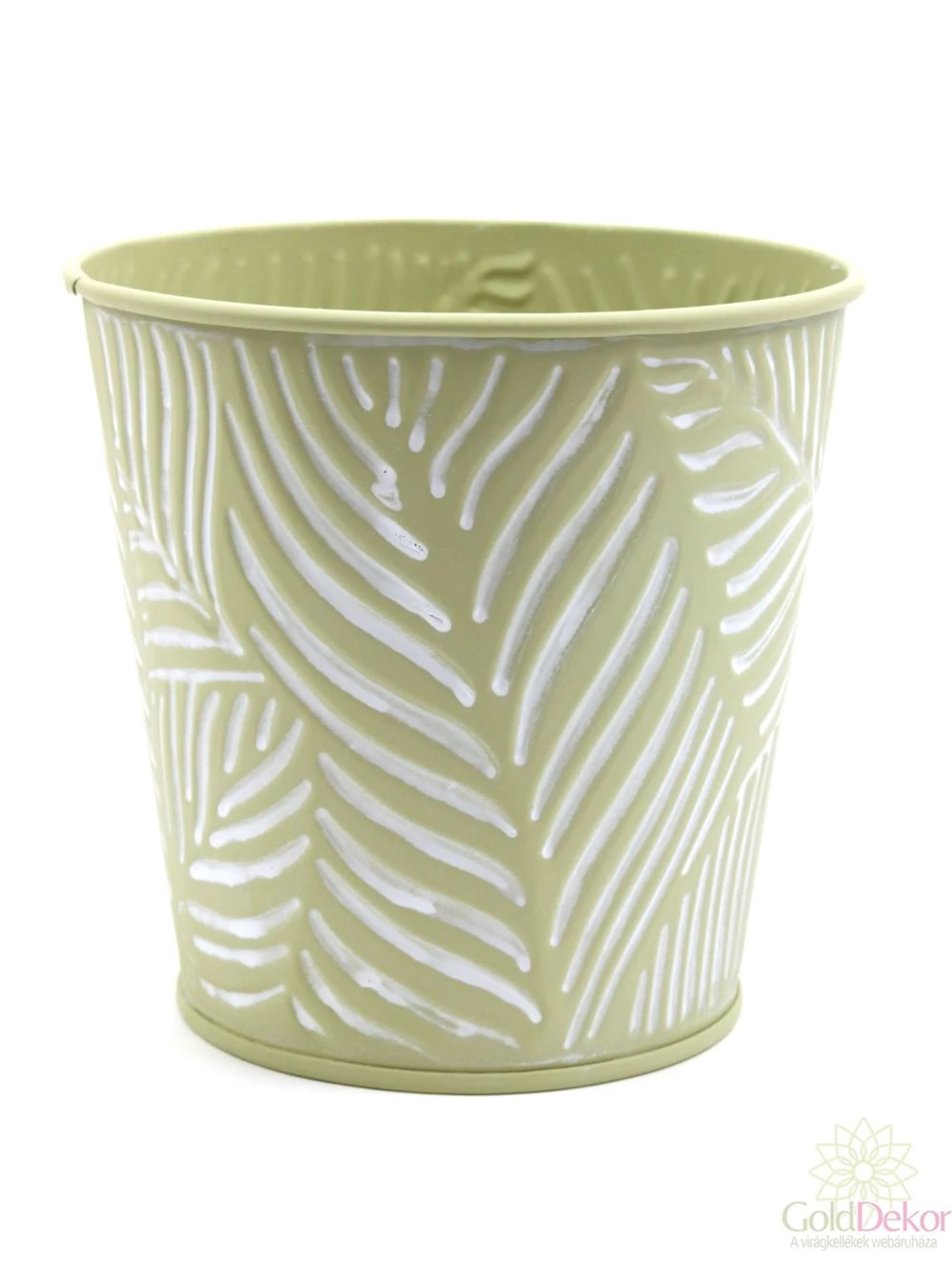 Nyomott mintás bádog kaspó C - Olíva