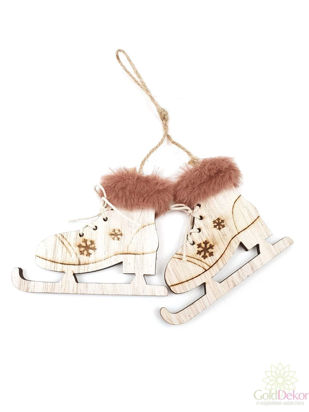 Szőrmés natúr korcsolya pár - Mályva