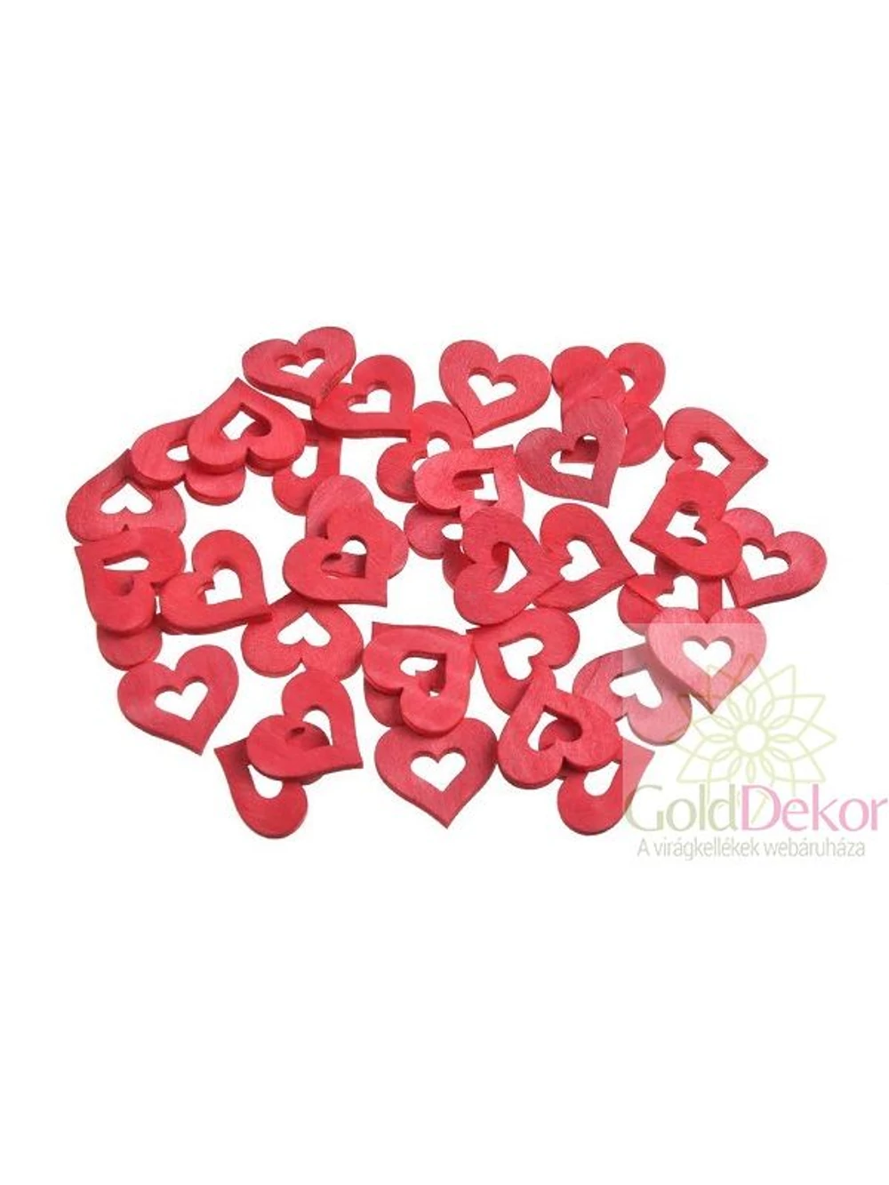 Apró fa dekor szív*36 - Piros
