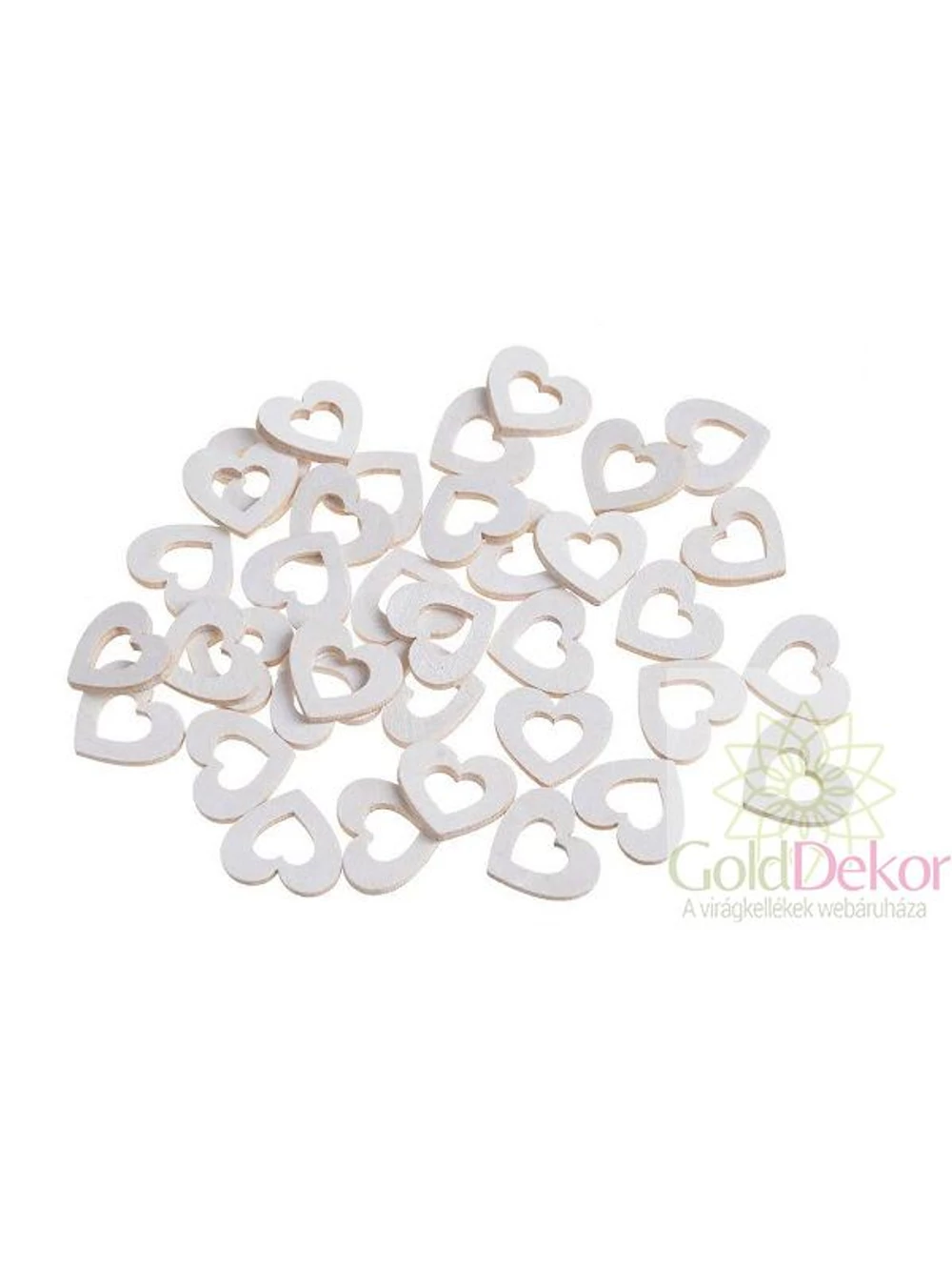 Apró fa dekor szív*36 - Fehér