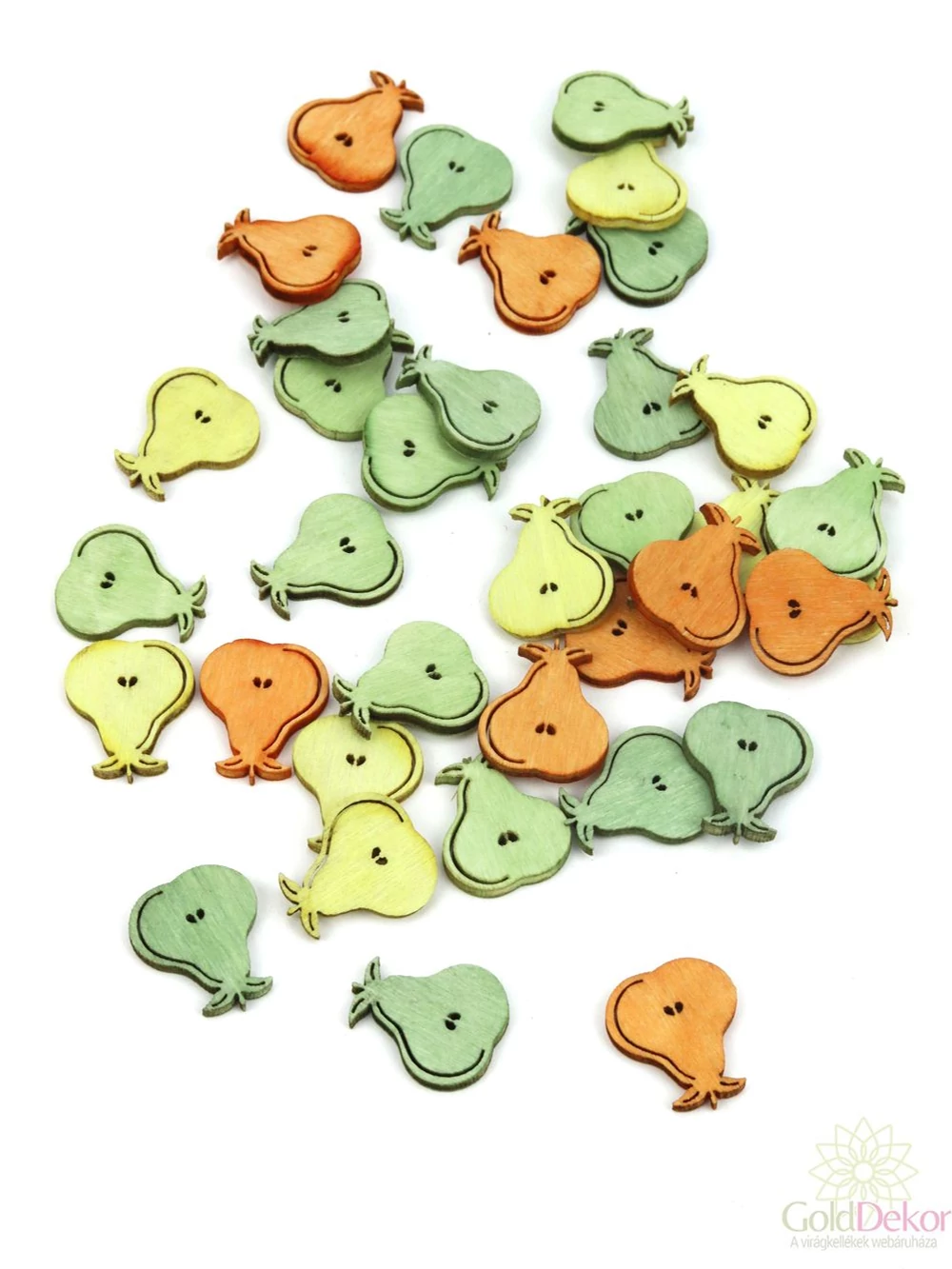 Színes apró fadekor körte - 13646B