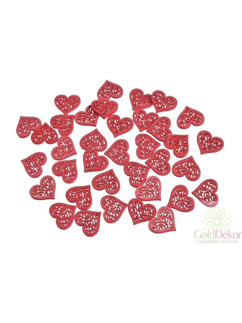 Inda mintás fa szív kicsi*36 - Piros