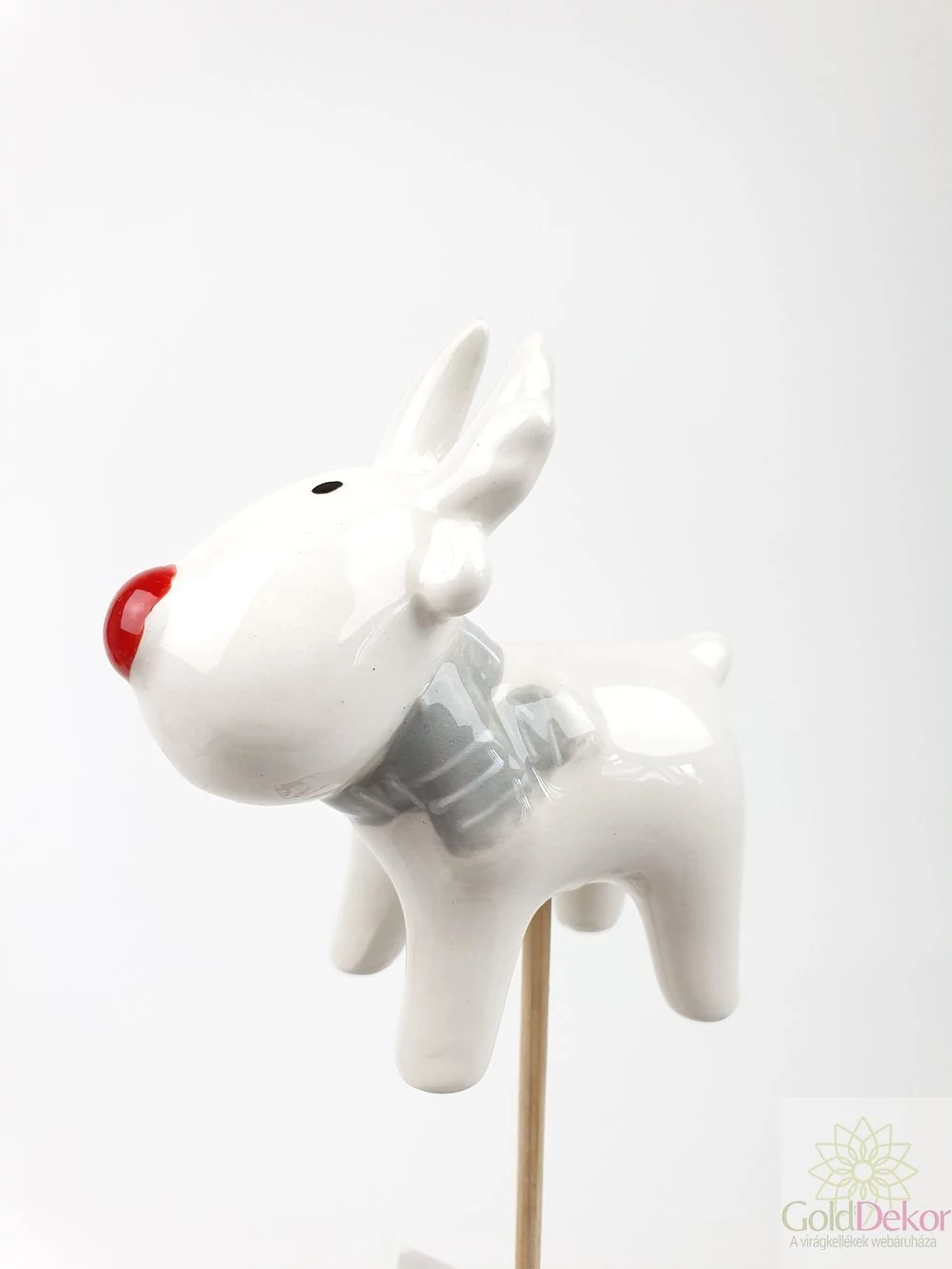 Kerámia piros orrú szarvas betűző - Fehér