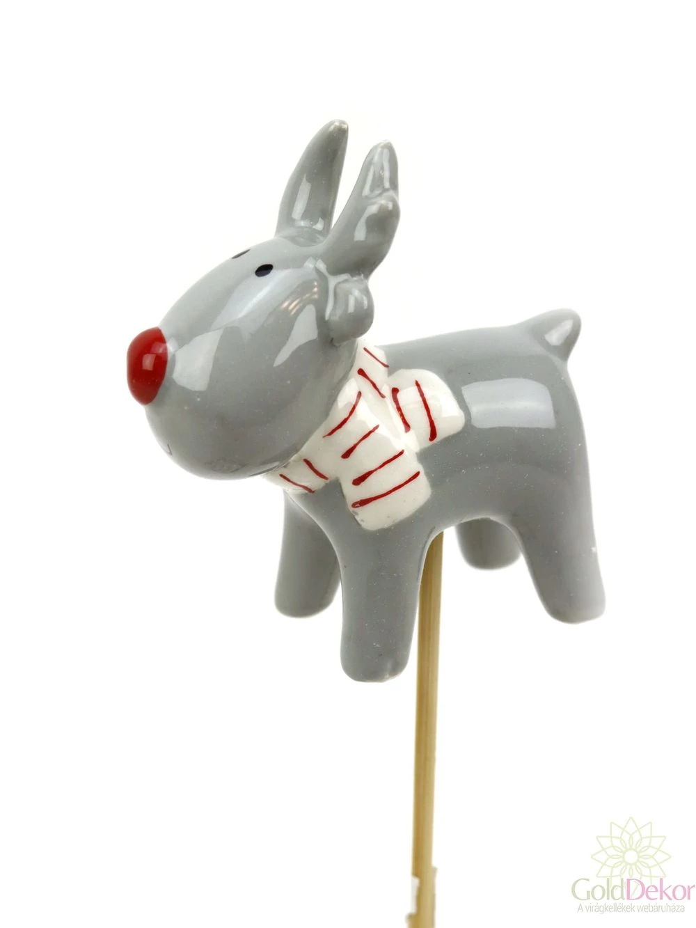 Kerámia piros orrú szarvas betűző - Szürke