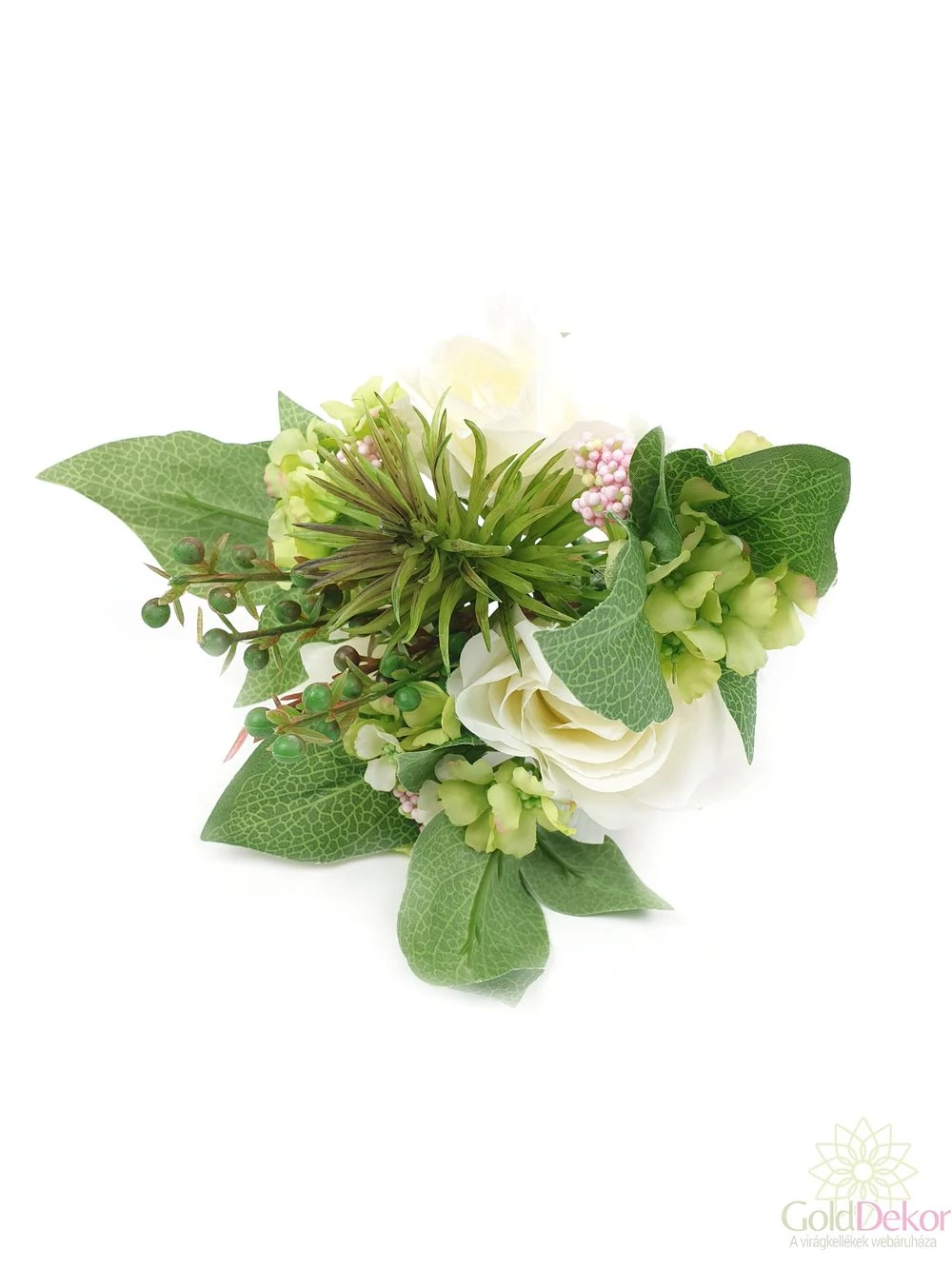 Dekor csokor pozsgás kiegészítővel - Fehér