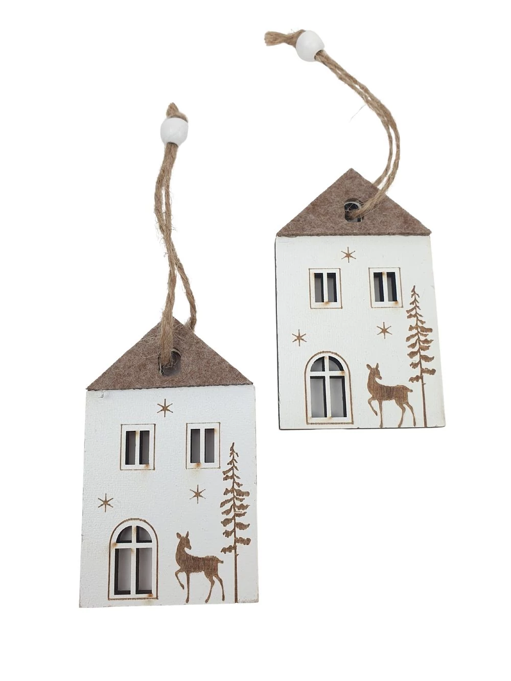 Téli mintás fa házikó filc tetővel - Barna tetős Téli mintás fa házikó filc tetővel - Barna tetős