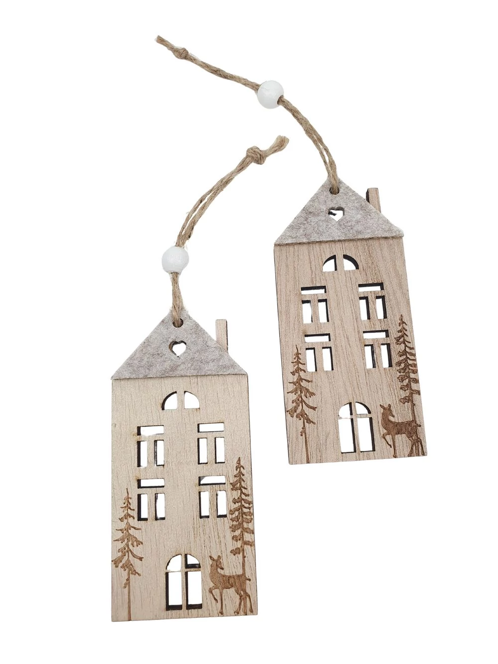 Téli mintás fa házikó filc tetővel - Drapp tetős Téli mintás fa házikó filc tetővel - Drapp tetős