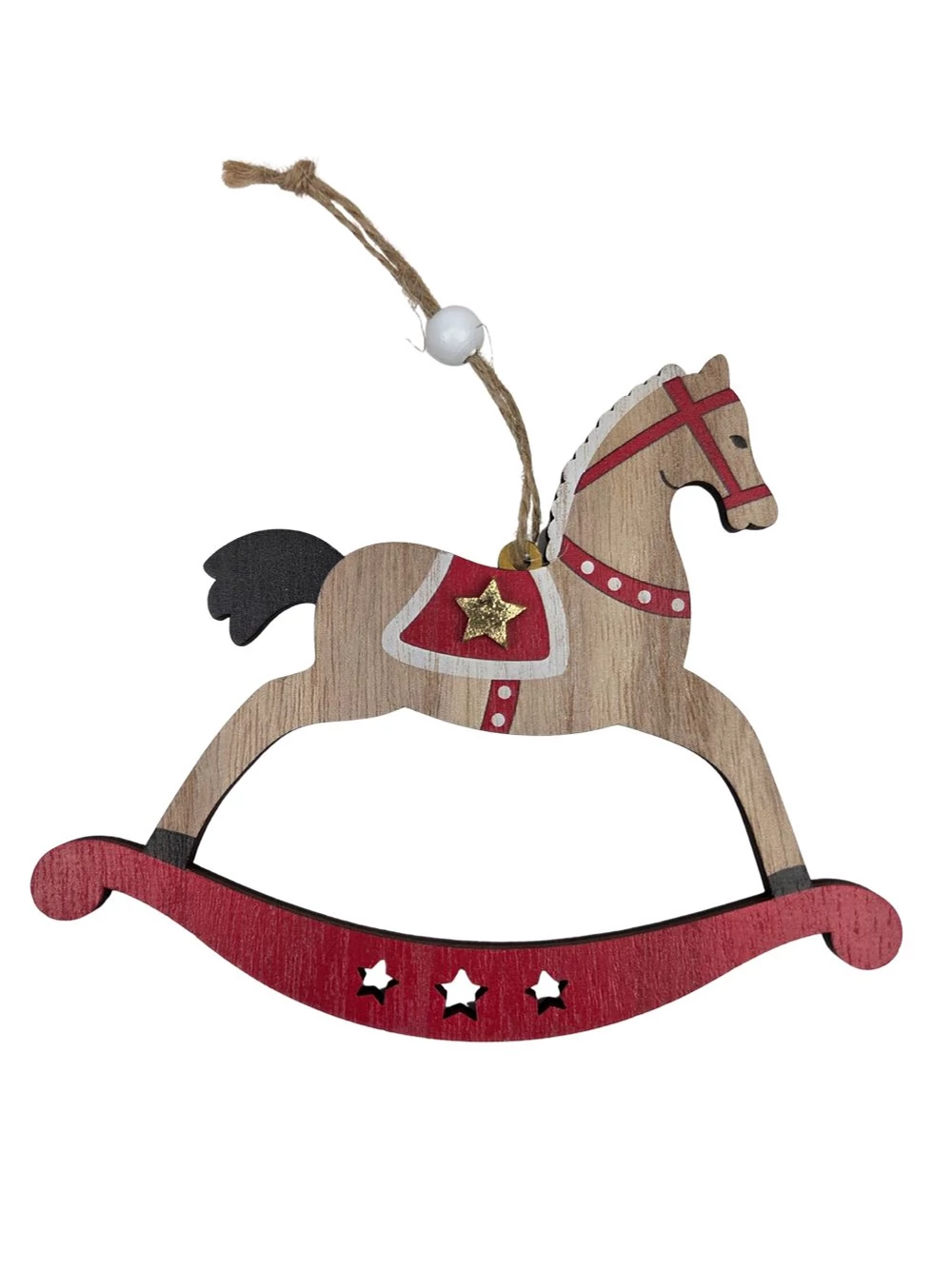 Fa akasztós csillagos hintaló - Piros