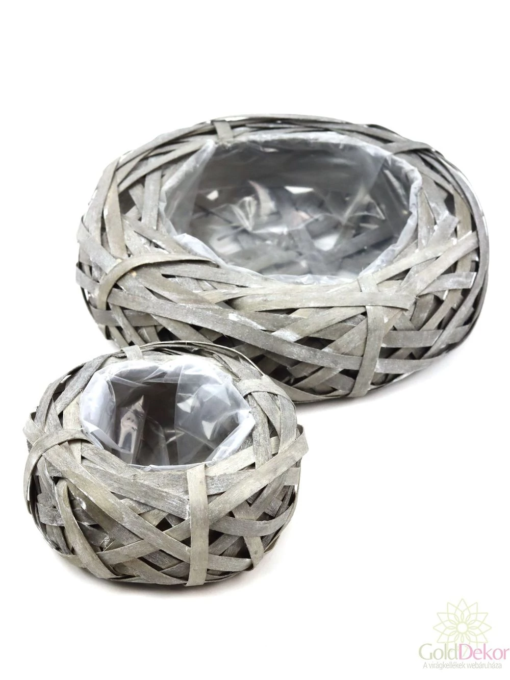 Szürke fészek kosár szett 25cm+15cm