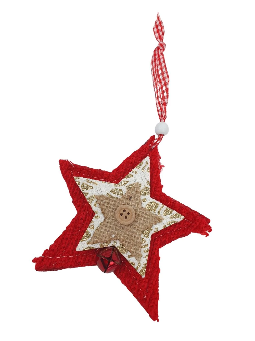 Akasztós filccsillag kötött középpel - Piros Akasztós filccsillag kötött középpel - Piros