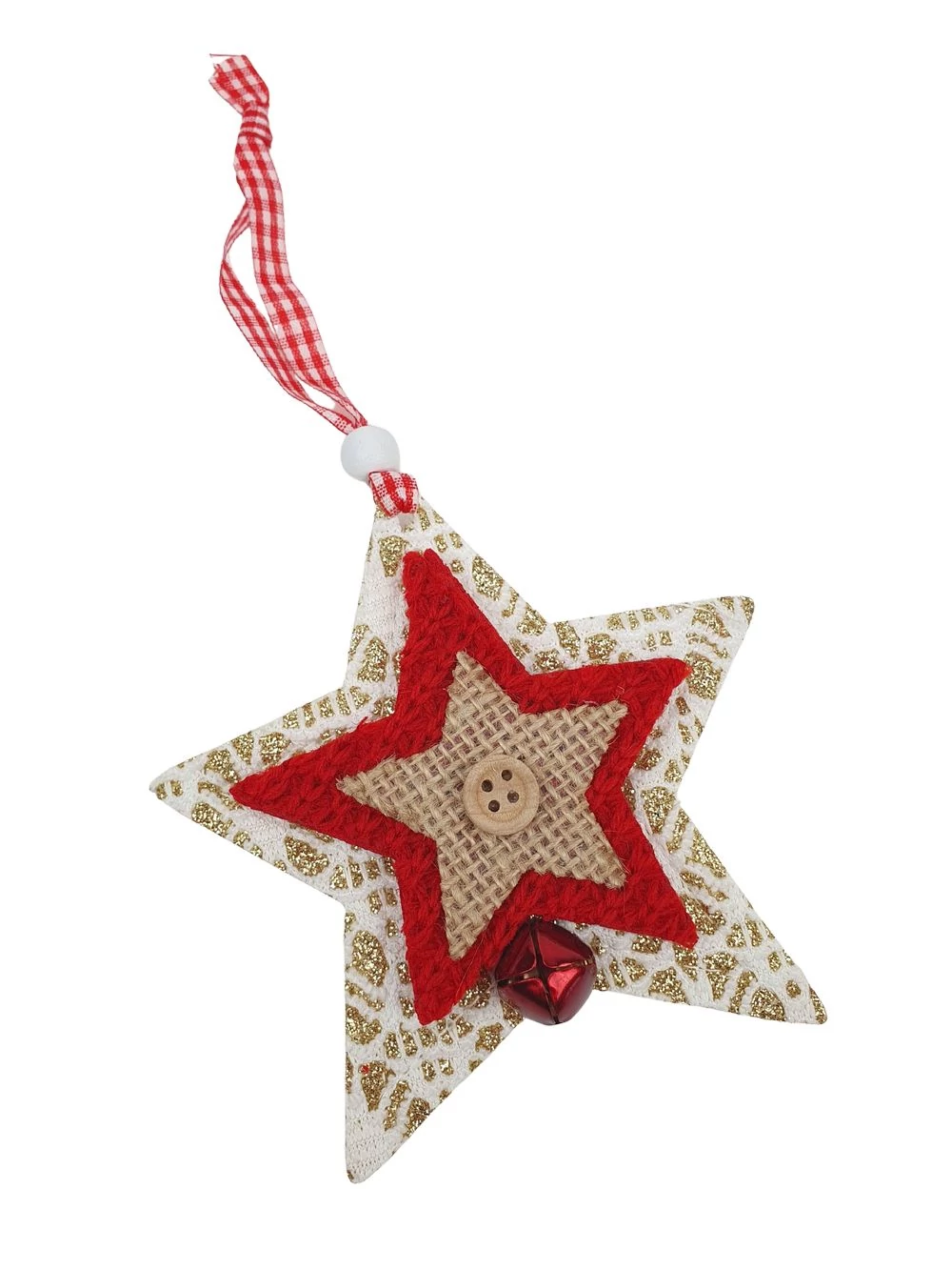 Akasztós filccsillag kötött középpel - Fehér Akasztós filccsillag kötött középpel - Fehér