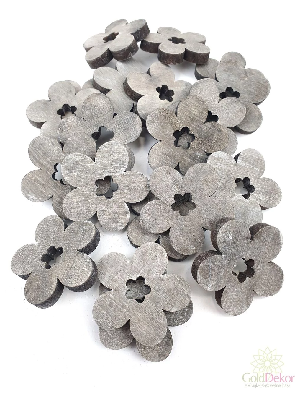 Fa dekor virág lyukas*20 - Szürke