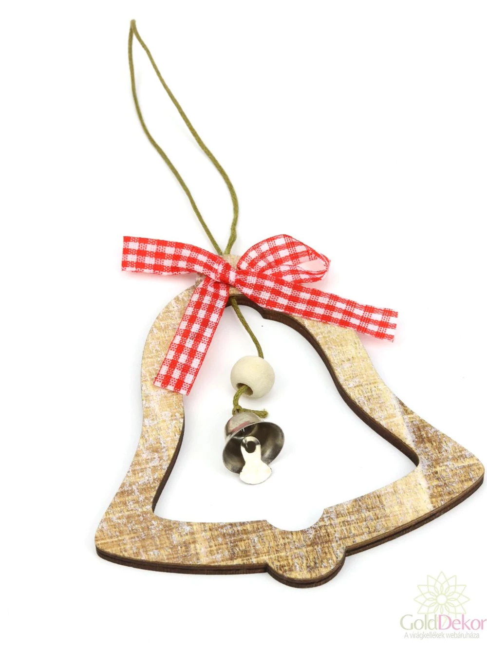 Kockás masnis fa dísz - Harang