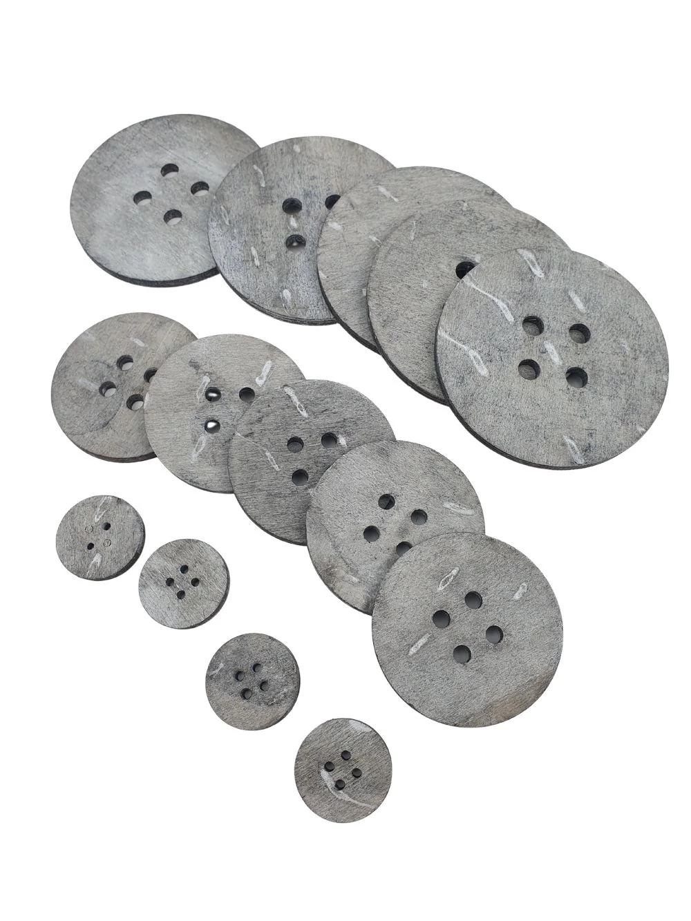 Fa dekor gomb mix - Szürke