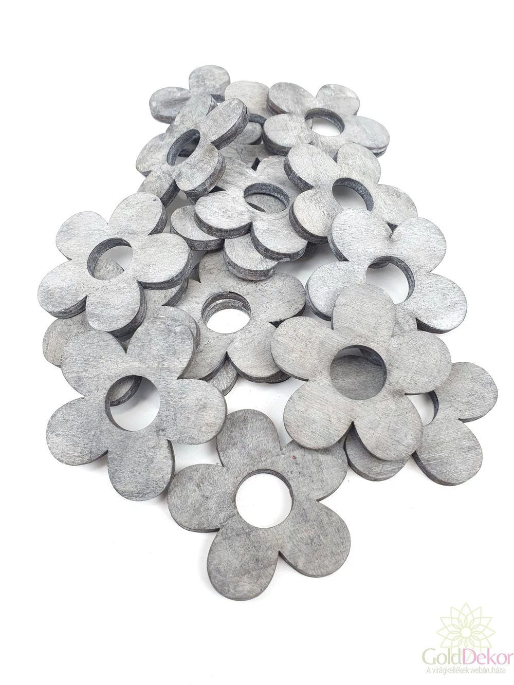 Fa dekor lyukas virág - Szürke