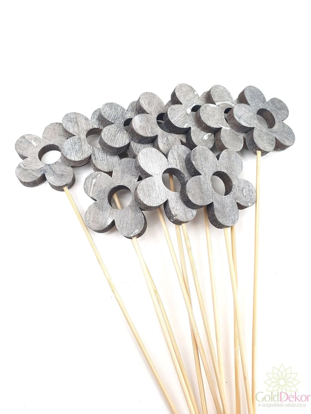 Fa dekor virág betűző - Szürke