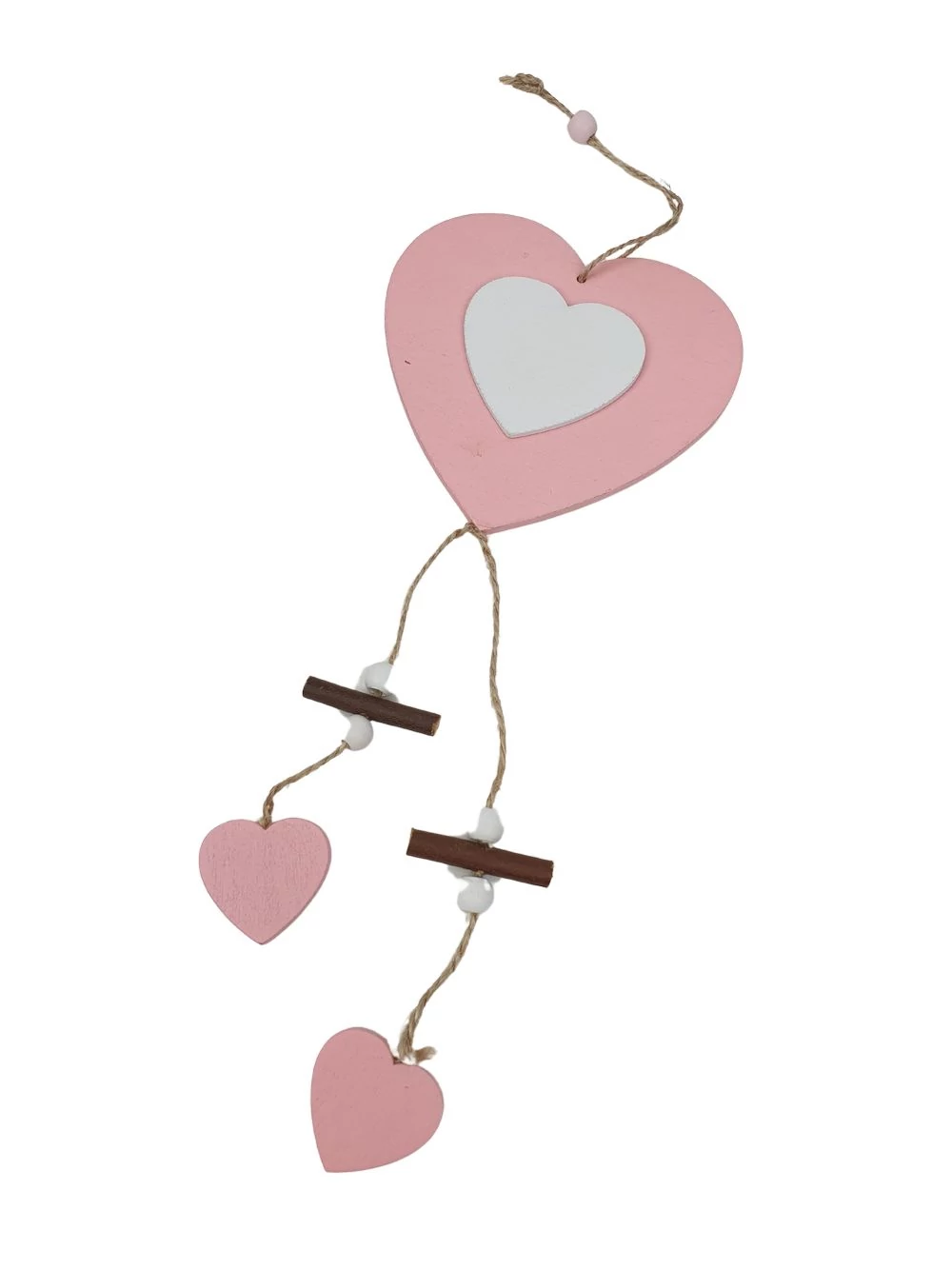 Fa darabos fa szív függő - Rózsaszín