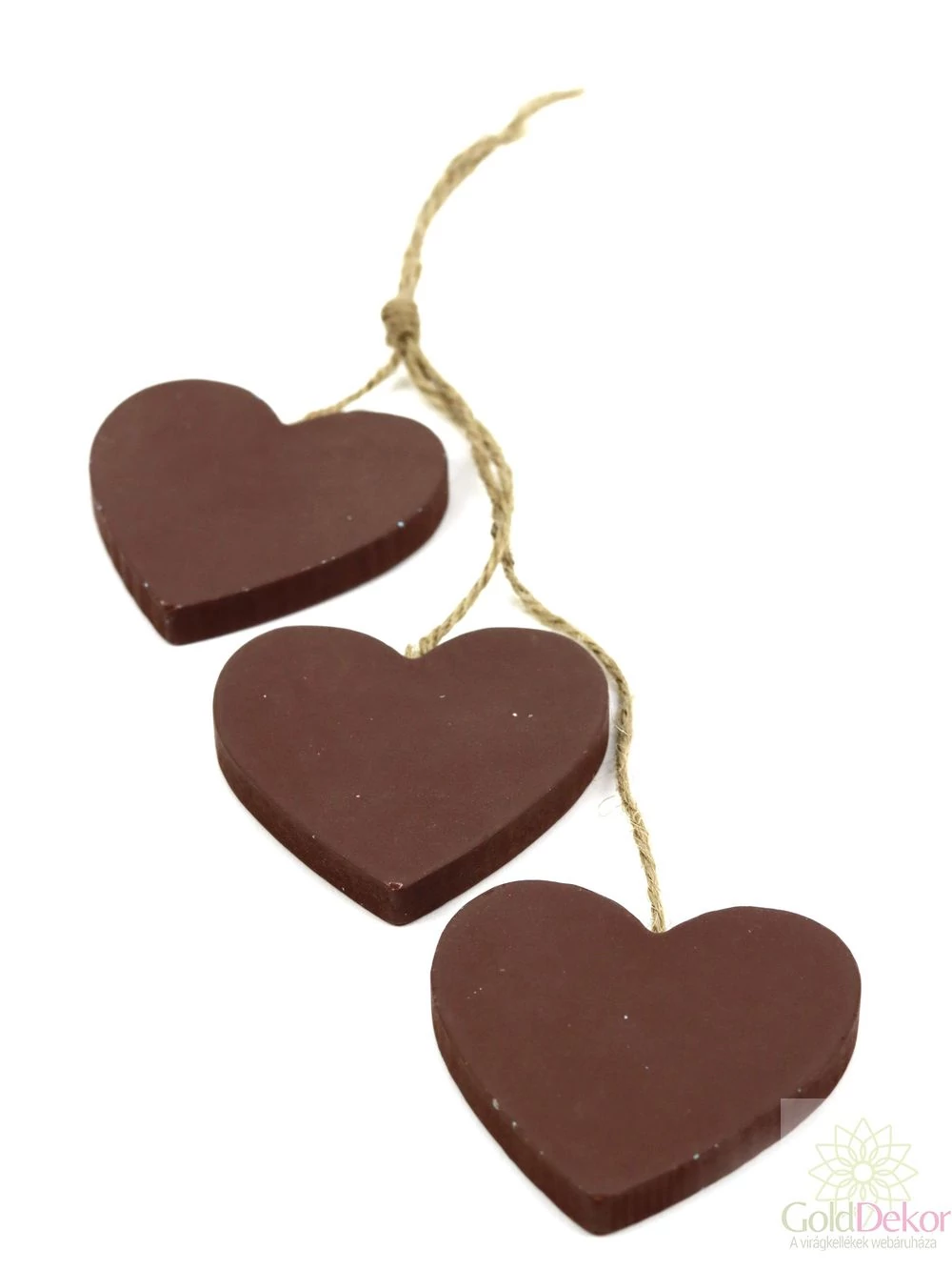 Szív függő 3 db-os - Barna