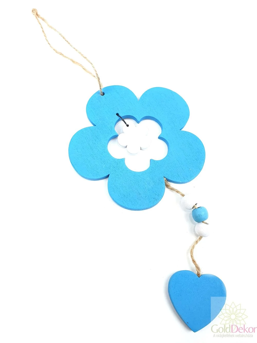 Akasztós fa virág szívvel - Kék