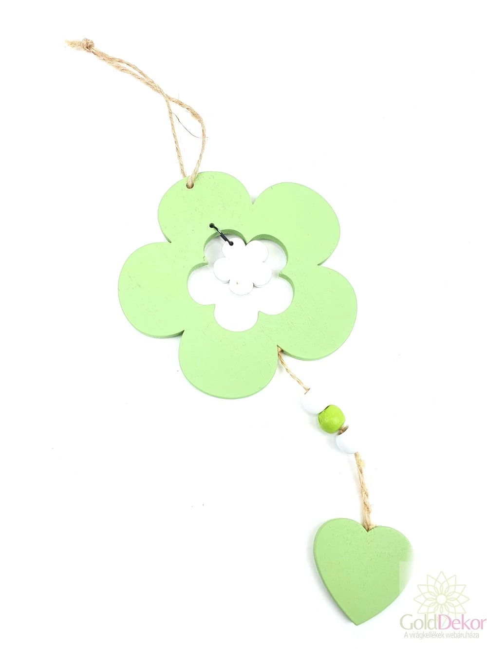 Akasztós fa virág szívvel - Zöld