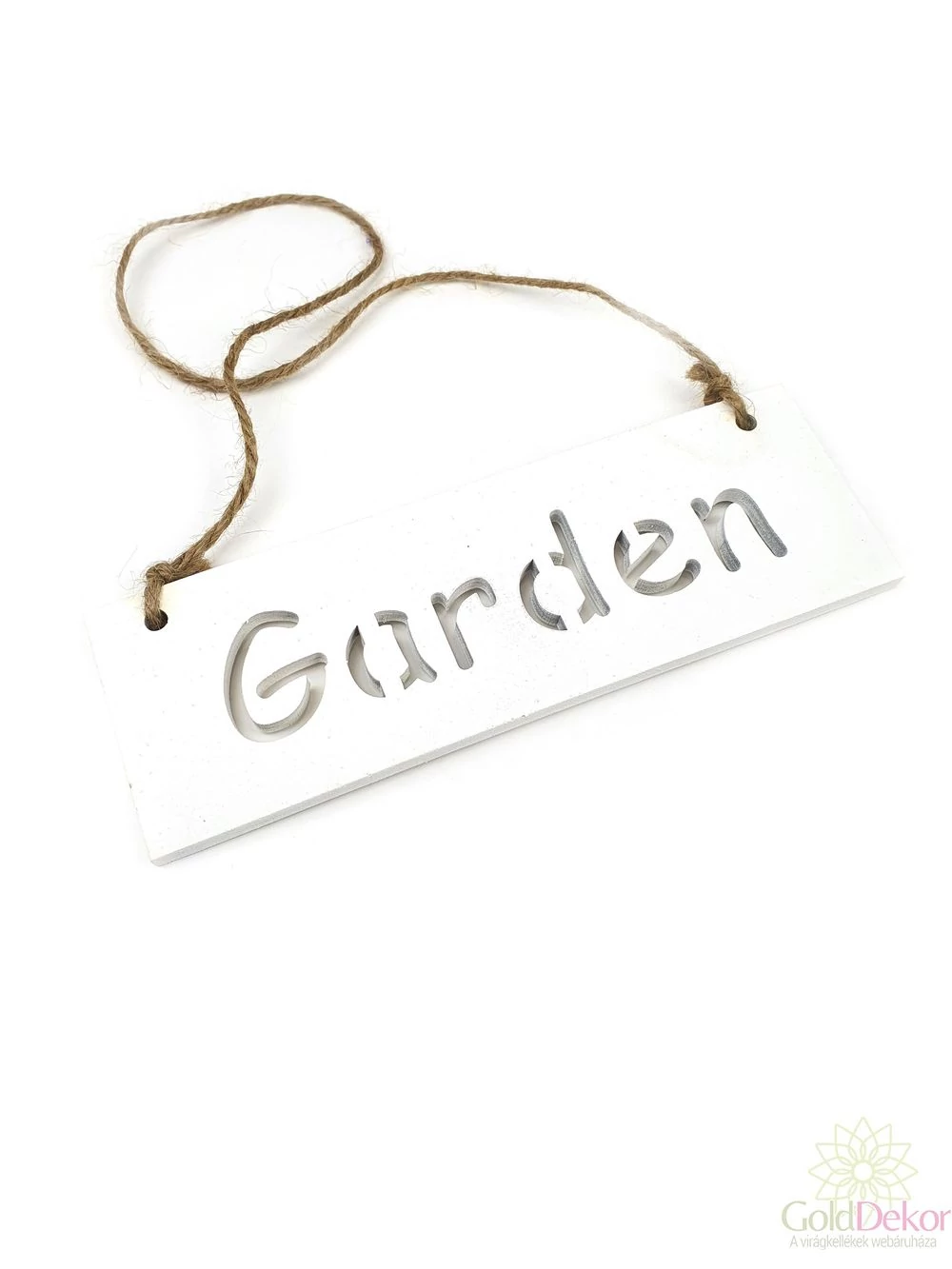 Fa tábla "garden" - Fehér
