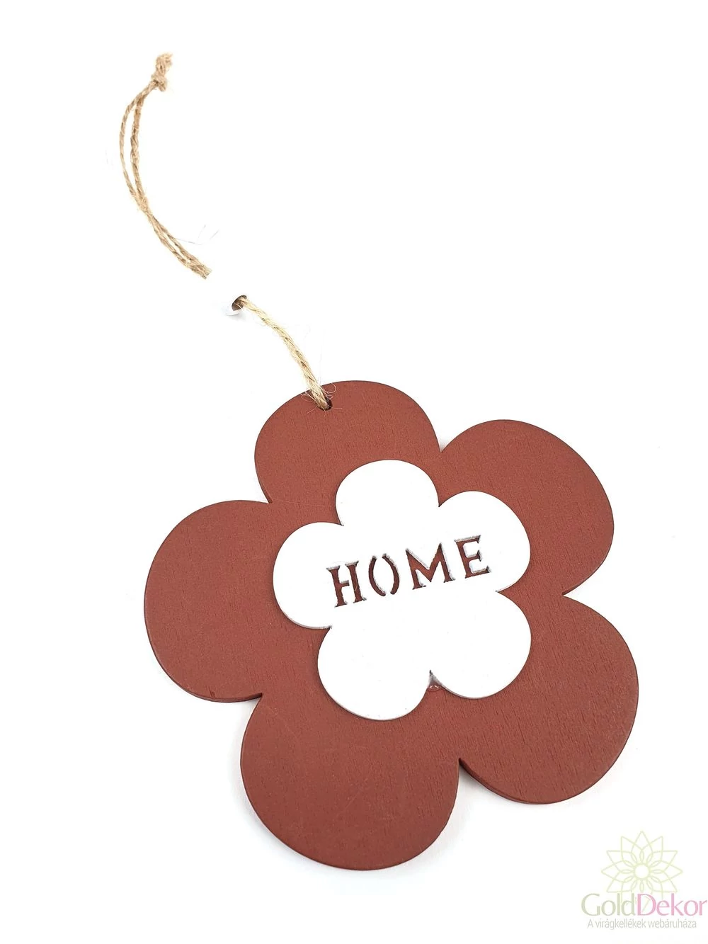 Akasztós fa virág "Home" - Barna