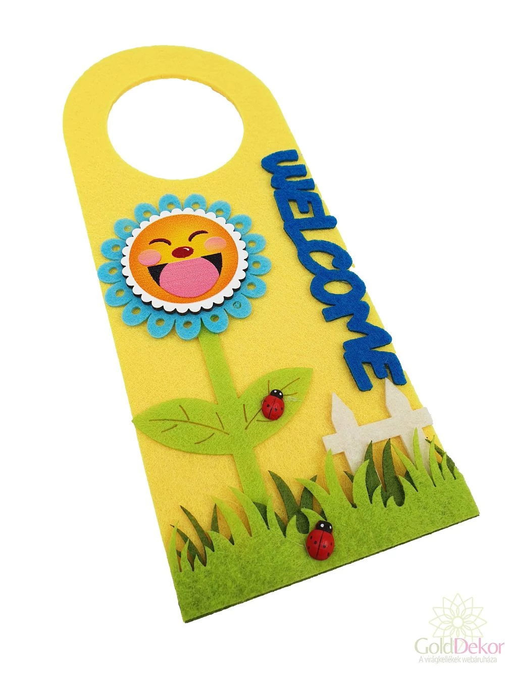 Filc welcome kilincs dísz - Sárga