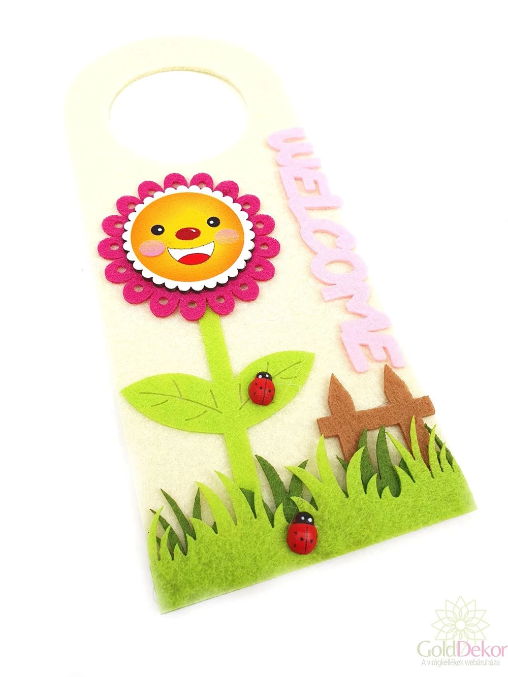 Filc welcome kilincs dísz - Fehér