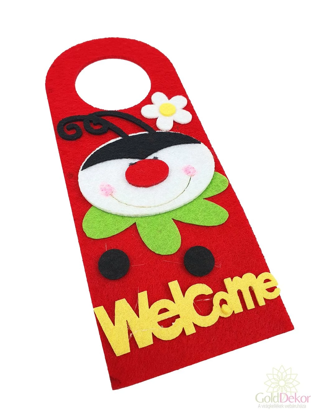 Filc welcome kilincs dísz - Piros
