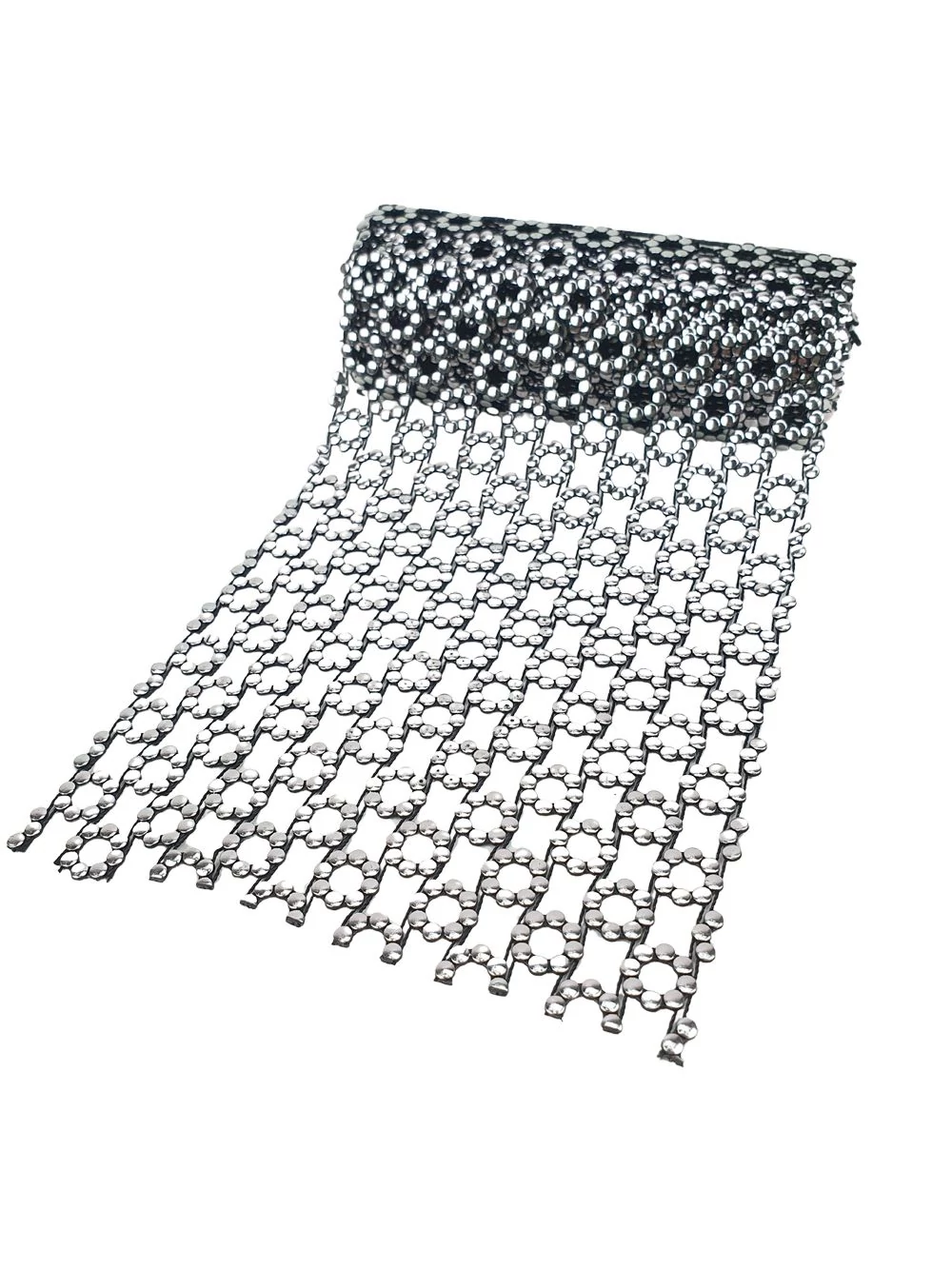 Strassz szalag széles körös - Fekete-ezüst