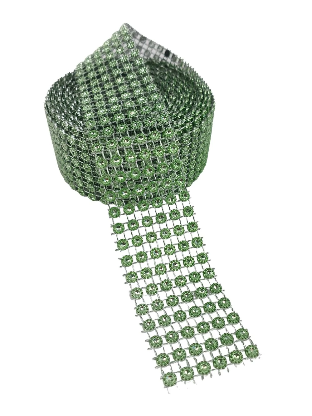 Strassz szalag virágos - Zöld