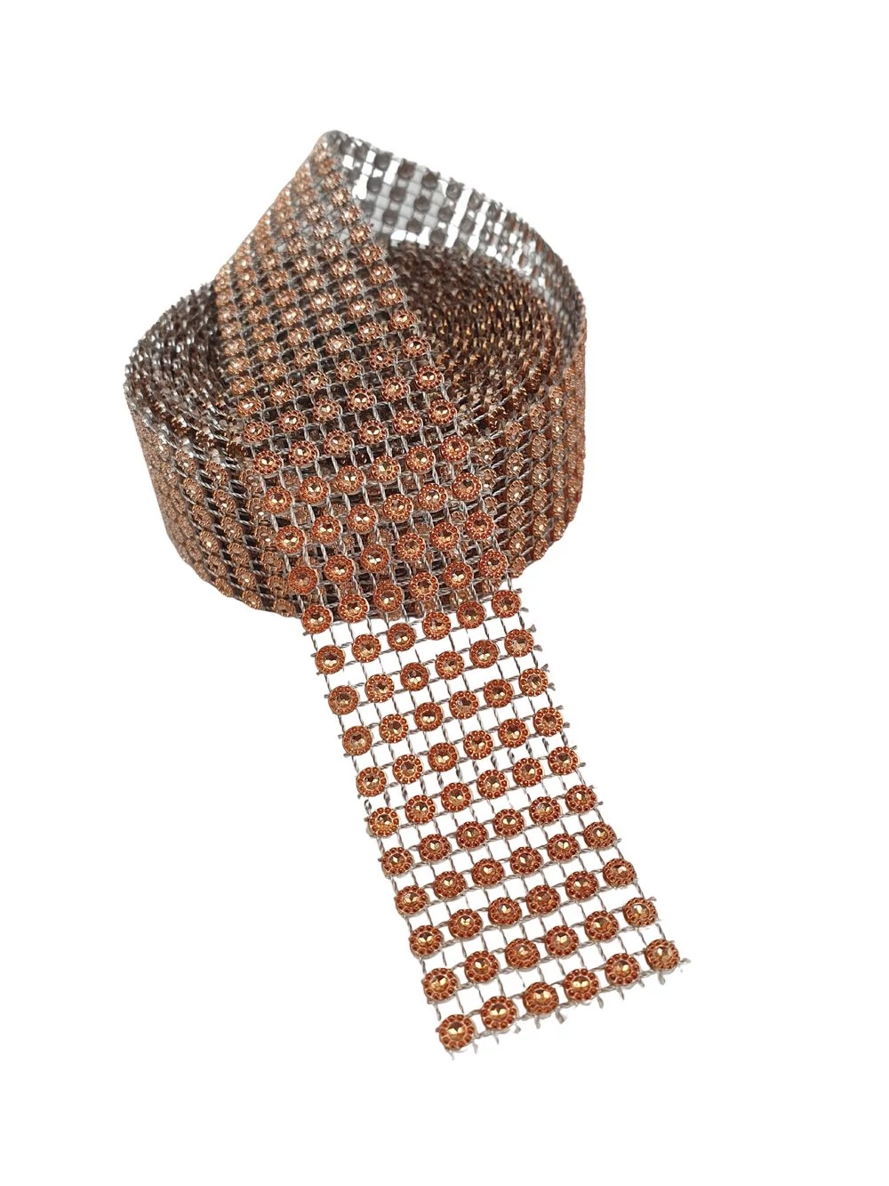 Strassz szalag virágos - Narancs