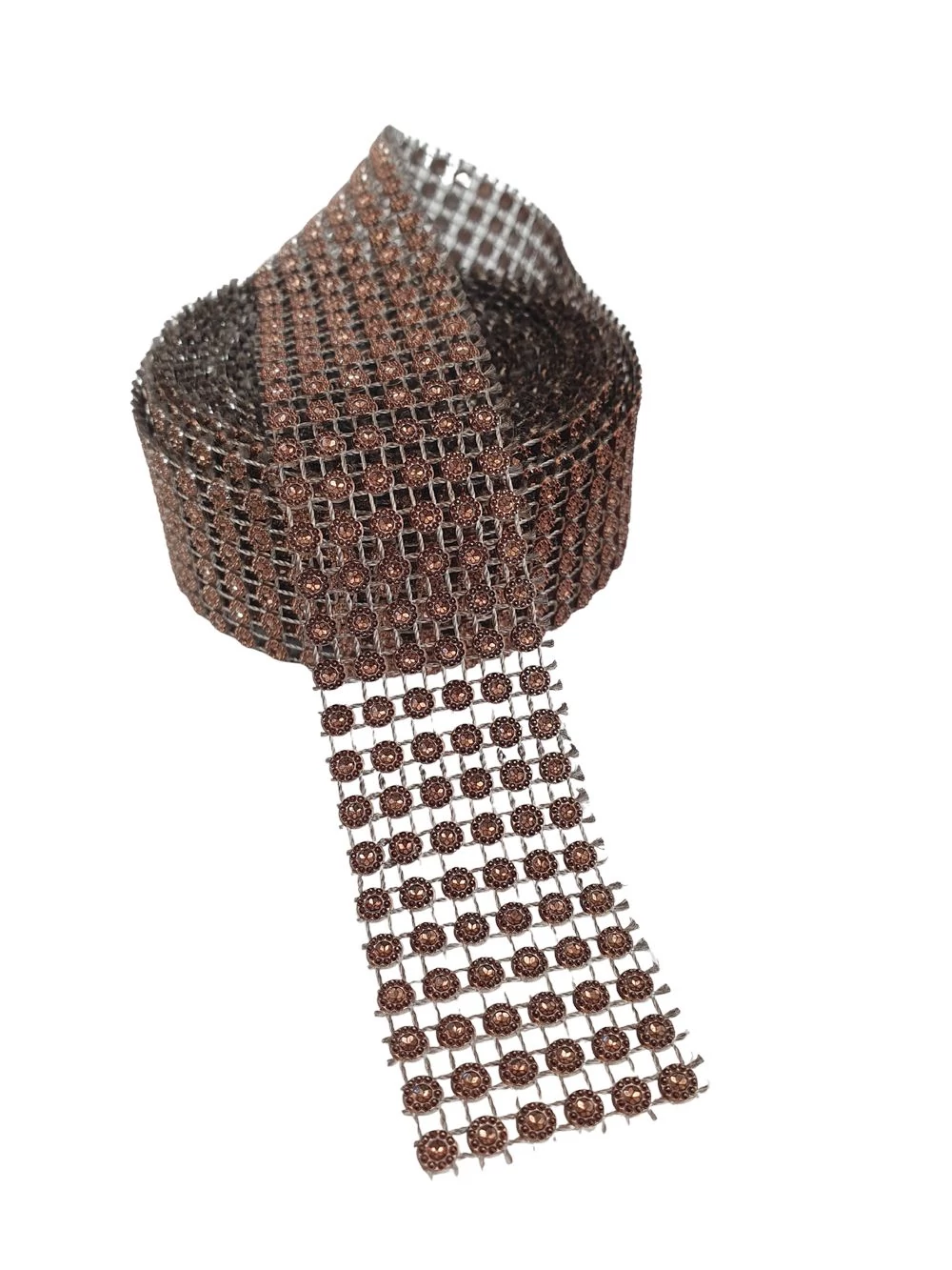 Strassz szalag virágos - Barna