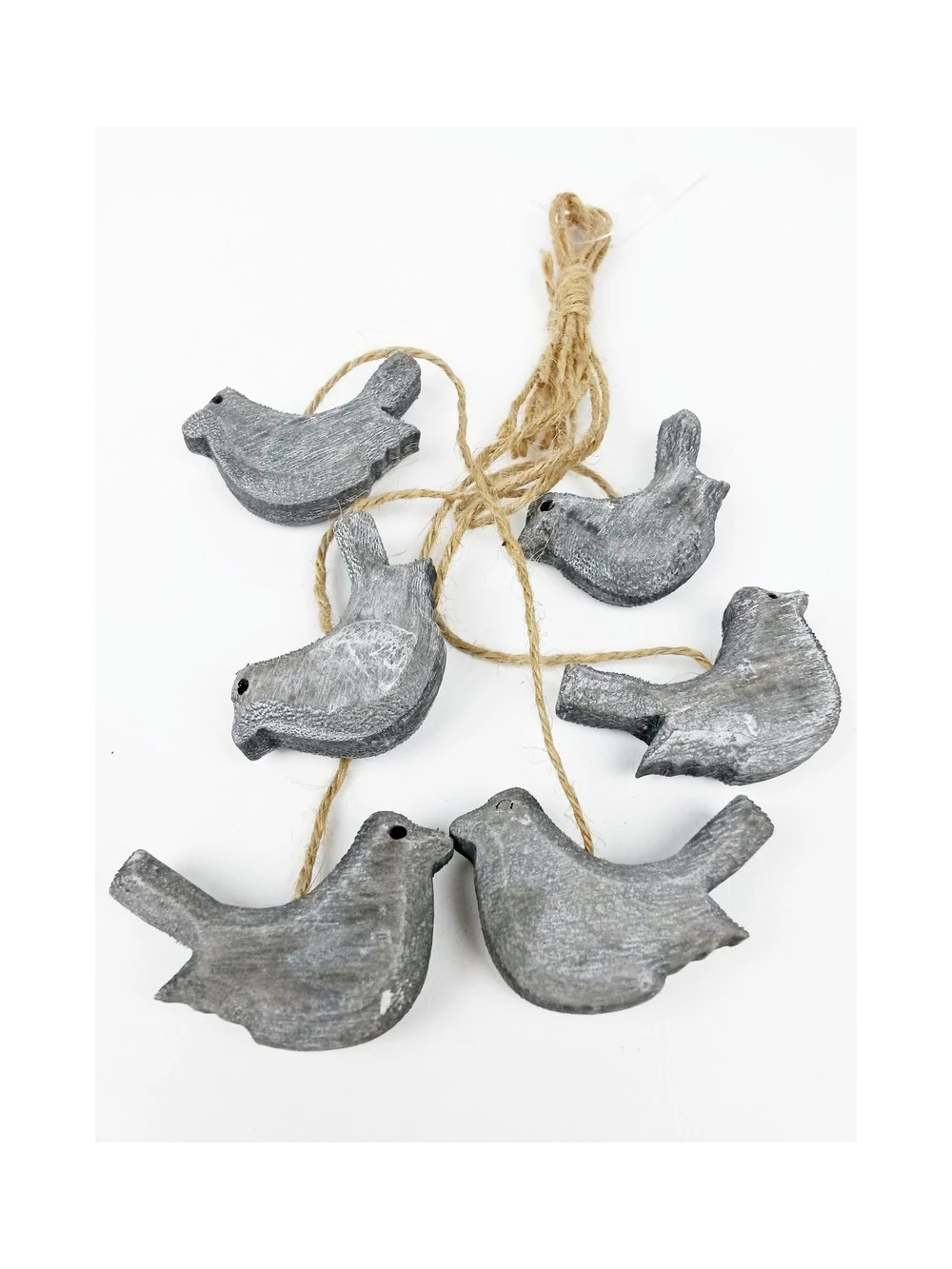 Faragott fa madár zsinórral - Szürke