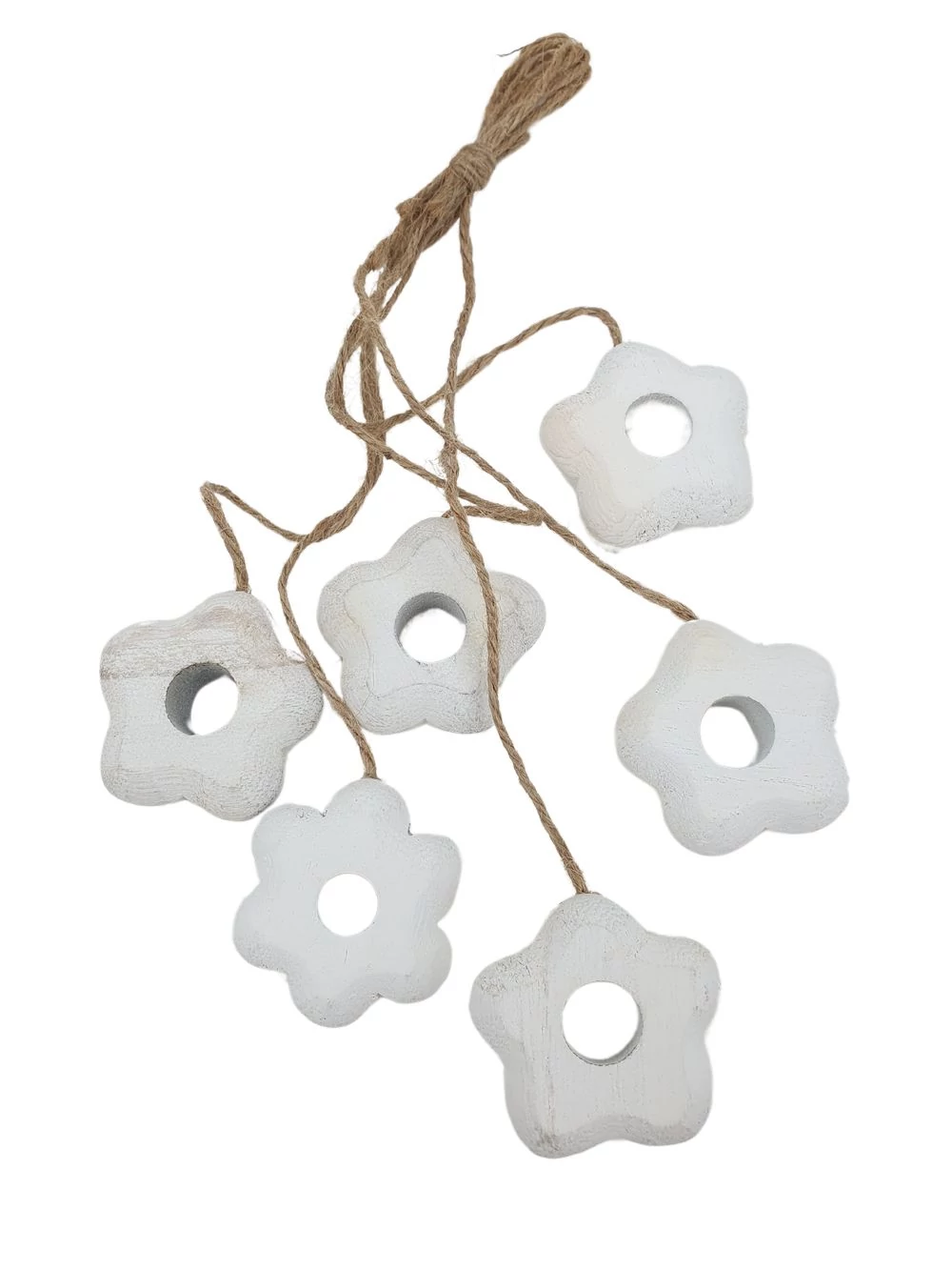 Faragott fa virág zsinórral - Fehér